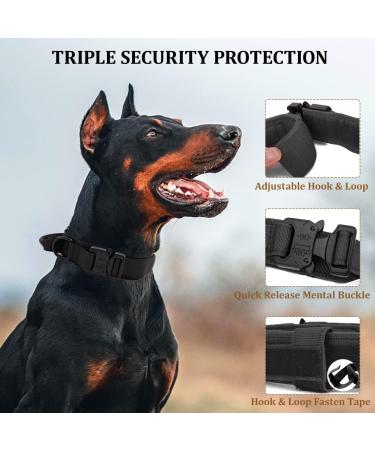 Tactical Dog Collar with Handle - Adjustable Military Training Collar for XL Black Medium Large Dogs - Buy Online on GoSupps.com