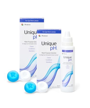 Menicon Unique pH Multi-Purpose Solution + RGP Lens Case. TWO 4 fl oz (120ml) bottles