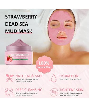 Strawberry Pink Clay Face Mask - Deep Cleansing, Acne Control, Oil Balance - 4.2 OZ - Buy Online on GoSupps.com