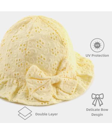 XIAOHAWANG Baby Girl Sun Hat | Embroidered Flowers Toddler Bucket Hat | Yellow Summer Cap for Infant Girls 1-2 Years - Buy Online on GoSupps.com