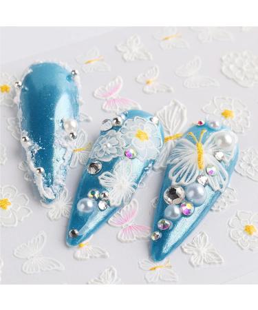 Ncana 3 Sheet 5D Rose Nail Art Sticker Decals - Self-Adhesive Exquisite Embossed Nail Art Supplies - Black White Butterfly Wings and Rose Flower - 3pcs - Buy Online on GoSupps.com