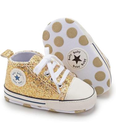 BAIELey High Top Baby Sneakers - Gold | Soft Sole Newborn First Walkers 0-6 Months - Buy Online on GoSupps.com