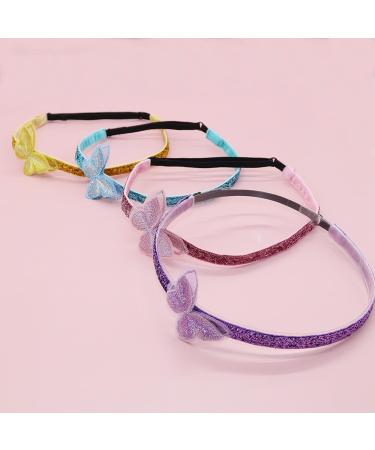 FROG SAC Set of 4 Butterfly Headbands for Girls - Non-Slip Glitter Headband Pack - Adjustable Thin Fashion Hairbands in Pink Gold Blue Purple - Cute Hair Accessories for Kids - Buy Online on GoSupps.com
