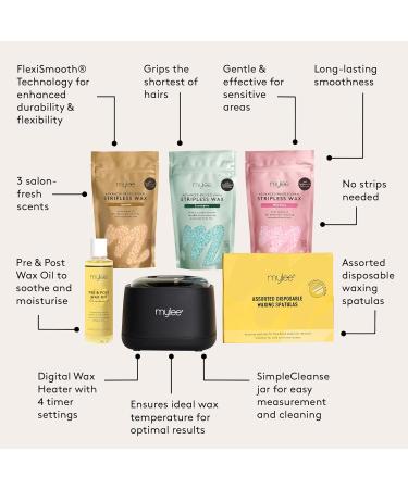 Mylee Strip Off Wax Kit | Professional Hair Removal Set with Digital Warmer & Wax Pearls | Salon Quality Waxing for Face Body & Bikini - Buy Online on GoSupps.com