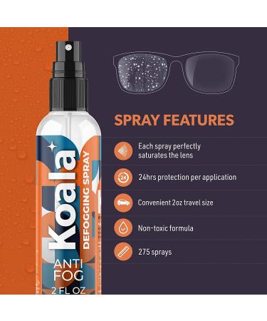 Koala Anti-Fog Spray for Glasses - 4oz + 2 Microfiber Cloths | USA Made Anti-Fog Kit | Safe for all Lenses | Pack of 2 - Buy Online on GoSupps.com