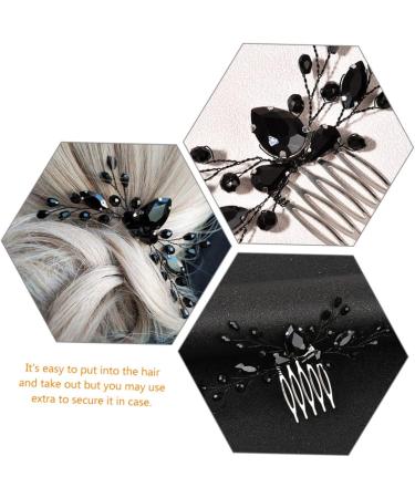 Ipetboom Black Crystal Hair Accessories Brides Hair Decoration Hair Clip for Wedding Vintage Hair Accessories Wedding Headpiece for Bride Bridal Alloy Comb Bridesmaid Fashion - Buy Online on GoSupps.com