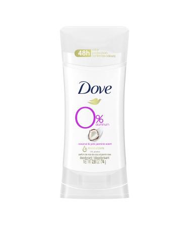 Dove 0% Aluminum Deodorant Stick Non-irritating Deodorant for Underarm Care Coconut and Pink Jasmine Kindest Aluminum Free Deodorant 2.6 oz