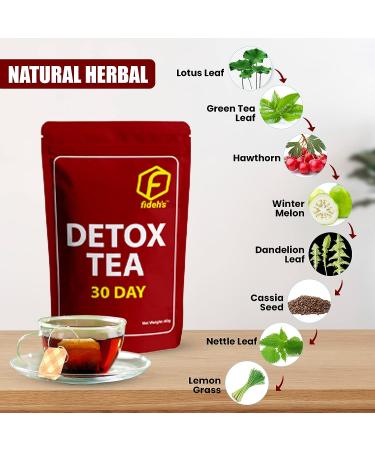 FIDEH's 30 Day Detox Tea: Colon Cleanse, Boost Energy, Immune Support | Herbal Natural Tea (30 Tea Bags) - Buy Online on GoSupps.com