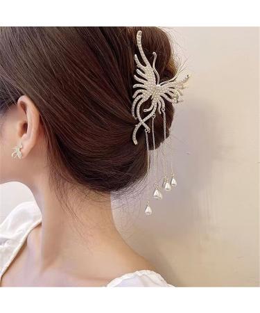 Large Butterfly Hair Claw Clip Set with Pearl Flower & Tassel - Non-Slip Hair Clamps for Styling (2pcs) - Buy Online on GoSupps.com