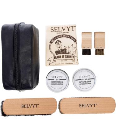 Selvyt 1890 SET P Shoe Care Kit Luxury Bag with Horse Hair Brushes Cloth and Creams - Buy Online on GoSupps.com