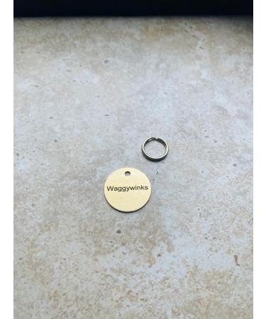 Engraved 32mm Round BRASS Pet Cat Dog Luggage ID Identity Tag Disc - FREE Personalised ENGRAVING Ring and POSTAGE - IN STOCK and SHIPPED by M&K Supplies - Buy Online on GoSupps.com