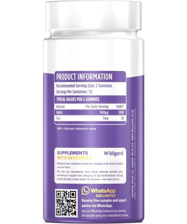 Biotin Hair Growth Gummies | Wellgard Vegan Biotin Supplements | Chewable B7 Vitamins | Mixed Berry Flavour - Buy Online on GoSupps.com