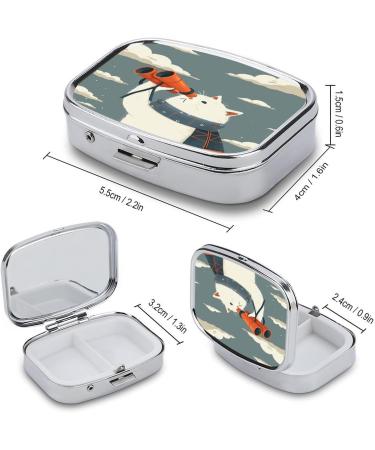 Shop Stylish Orange Binoculars Print Pill Box | 2 Compartment Portable Medicine Organizer | Ideal for Pocket & Purse - Buy Online on GoSupps.com