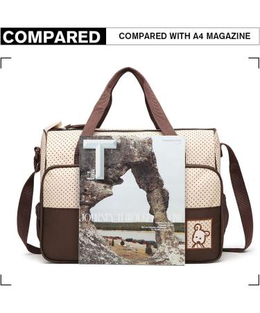Miss Lulu 5-Set Brown Baby Diaper Bag | Stylish Shoulder Bag with Bottle Holder & Changing Pad - Ideal for Moms - Buy Online on GoSupps.com