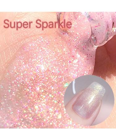 Glitter Nail Polish Pink Sparkle Nail Varnish Pink Nail Varnish Quick Drying & Long Lasting Pink Shimmer Nail Polish Healthy Breathable Shiny Pink Nail Polish for Women Teens - Buy Online on GoSupps.com