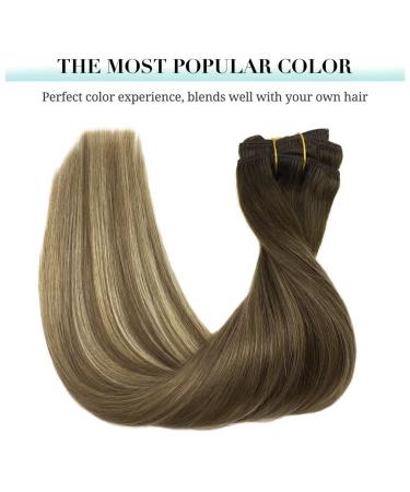 Doores Clip-In Extensions | Real Hair 60cm 24 Inch - Walnut Brown to Ash Brown & Blonde | 7 Pieces 120g Remy Hair for Thick Natural Looks - Buy Online on GoSupps.com