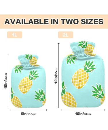 Pineapple Hot Water Bottle with Cover - 1L BPA Free Small Hot Water Bag for Pain Relief | Headache Neck & Shoulders Relief - Buy Online on GoSupps.com
