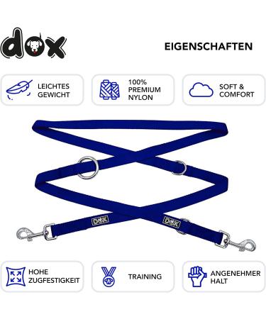 DDOXX Nylon Dog Leash - 2m Adjustable for All Dog Sizes - Blue S (1.5 x 200 cm) - International Shipping Available - Buy Online on GoSupps.com