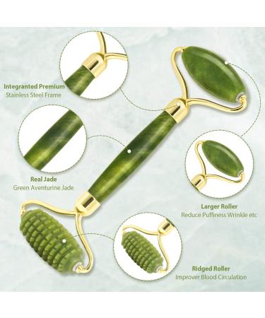 Rose Quartz & Jade Roller Set | Facial Massage Tools for Eye Swelling Skin Tightening & Natural Beauty - Perfect Gift for Women - Buy Online on GoSupps.com