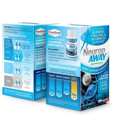 NeuropAWAY Nerve Support Supplement R-Alpha Lipoic Acid to Help Provide Nerve Relief and Health in as Little as 5 Days Acetyl-L-Carnitine Taruine Vitamin B12 L-Citrulline 120 Capsules 120 Count (Pack of 1) - Buy Online on GoSupps.com