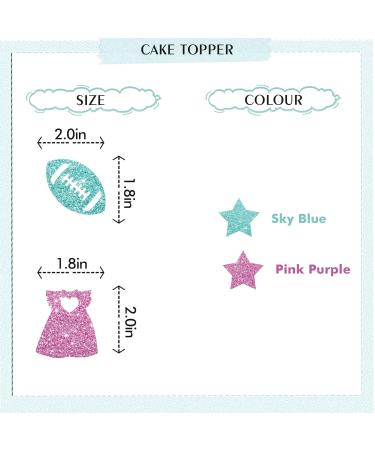 Boy Or Girl Cupcake Toppers Pink & Blue Glitter Baby Shower Cupcake Picks Dress Or Rugby/He Or She Cake Decorations for Gender Reveal/First Birthday Party - 24pcs - Buy Online on GoSupps.com