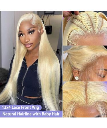 24 inch 613 Blonde Lace Front Wig Human Hair 13x4 | 180% Density HD Straight Lace Frontal Wig with Baby Hair | Pre Plucked & Bleached Knots | Glueless & Transparent 10A Quality - Buy Online on GoSupps.com