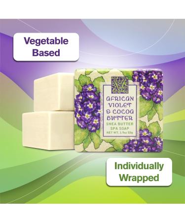 Greenwich Bay Mini Botanical Soap Bars 12 Pack 1.9 oz Each Individually Wrapped Guest Soaps for Airbnb Spa Travel Bath Travel Size Bar Soap Set African Violet - Buy Online on GoSupps.com
