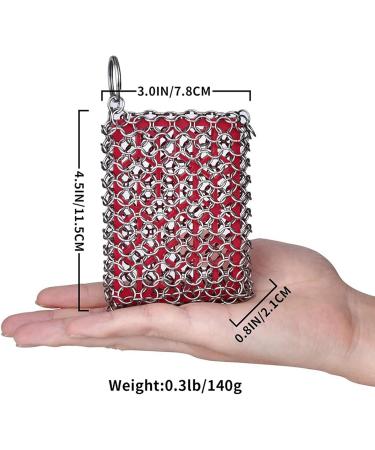 Pteanecay 2X Cast Iron Skillet Cleaner 316 Stainless Steel Chainmail Cleaning Scrubber Silicone Scrubber  - Buy Online on GoSupps.com
