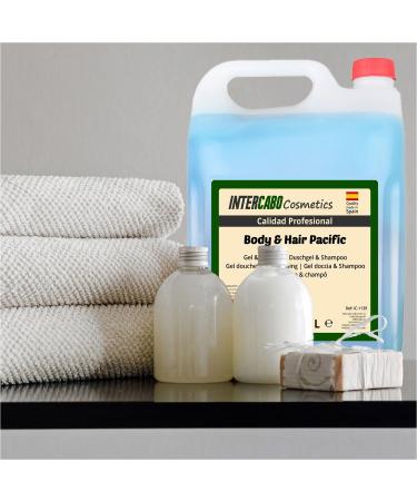  INTERCABO Cosmetics Set of 2 bottles of 2-in-1 shower gel and shampoo Fresh Blue 5 liters Total 10 liters Formula for skin and hair hygiene Daily use in hotels - Buy Online on GoSupps.com