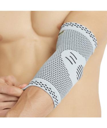 Neotech Care Elbow Support Sleeve - Bamboo Fiber 3D Weaving Knitted Fabric - Elastic & Breathable - For Golf Tennis Sports - Right or Left Arm - Grey Colour (Size L 1 Unit) L 1 - Buy Online on GoSupps.com