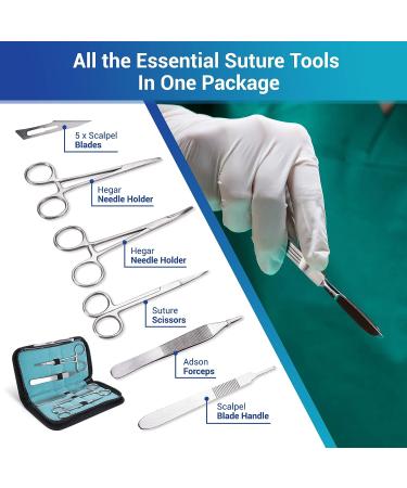 Alcedo Suture Practice Kit for Medical Students - Complete 32-Piece Set with Large Suturing Pad, Tools, and Threads - Ideal for Practice and Demonstration - Buy Online on GoSupps.com