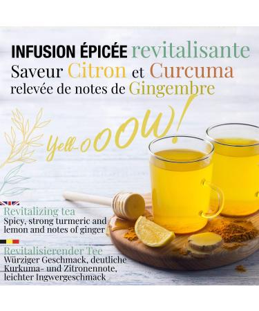 ORIGENS Yell-OW! Organic Turmeric Ginger Herbal Tea 125 g | Ginger Turmeric Black Pepper and Lemon Infusion | For Iced/Hot T - Buy Online on GoSupps.com