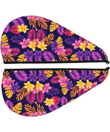 Buy Hair Towel Wrap - Fast-Drying Towel Turban with Button (Purple Flower) for Effortless Hair Drying - International Shipping Available - Buy Online on GoSupps.com
