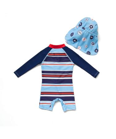 Bonverano Baby Boys Swimsuit/Sunsuit with Sun Hat UPF 50+ Protection | Blue | 3 Months - Buy Online on GoSupps.com