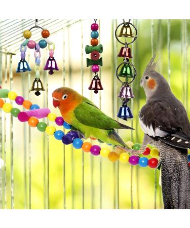 10-Piece Colorful Bird Toy Set for Parrots - Swings Chops Hanging Bells for Budgies Finch and Cockatiels - Buy Online on GoSupps.com