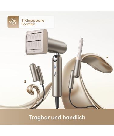 Dream Pocket High-Speed Hair Dryer - 3 Foldable Shapes 300g 110 000 RPM Motor 300 Million Negative Ions 57 C Constant Temperature - Portable & Efficient Drying in Gray - Buy Online on GoSupps.com