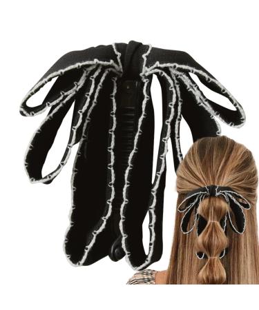 Horsetail Banana Clip Bowknot Banana Hairpin for Women Multi-Functional Hair Shaping Tool for Applying Makeup Indoors Outdoor Parties Washing Your Face Exercising Bathing Black