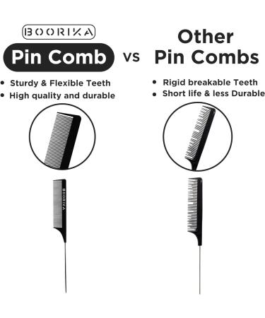 3PCs Hair Comb Rat Tail Comb 100% Anti-static Heat resistant Lightweight Durable with anti-skid paddle and Stainless-Steel Pintail for All Hair Types (Pack of 3) - Buy Online on GoSupps.com