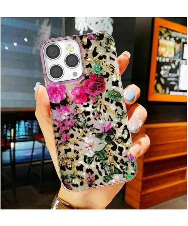ARSTVEC iPhone 13 Pro Max Protective Cover | Glitter TPU Case for Women - Pink Flower & Leopard Patterns - Buy Online on GoSupps.com
