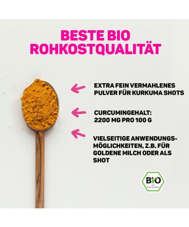 Leepur Bio Turmeric Shot 500g - 100% Organic Curcuma & Ginger Drink Mix | High Curcumin 2200mg/100g | Natural Turmeric Supplement - Buy Online on GoSupps.com