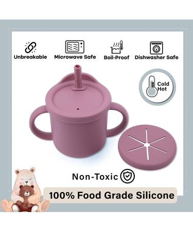 RQ Brothers Silicone Toddler Sippy Cup - BPA Free Training Cup with Straw and Handle for 6-18 months - 8.4oz Baby Water Bottle in Dark Pink - Buy Online on GoSupps.com