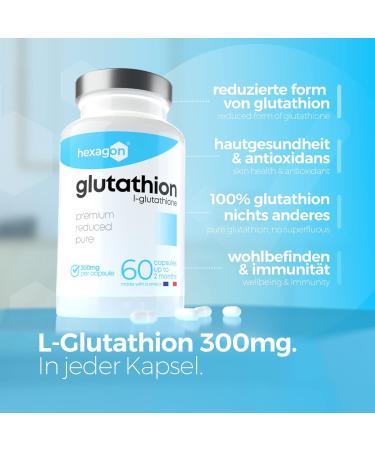 L-Glutathione 300mg - 60 Vegan Capsules for Skin & Liver Detox - Potent Antioxidant - 2-Month Cure - Additive-Free - Buy Online on GoSupps.com