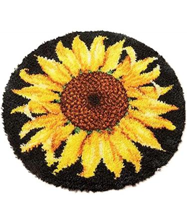 DoYBSelf Latch Hook Rug Kit  Sunflower Pattern Printed Canvas DIY Rug Crochet Yarn Kits  Embroidery Decoration 20.4 X 20.4