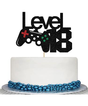 Black Glitter Level 18 Cake Topper - Level Up 18th Birthday Cake Topper - Happy 18th Birthday 18 Year Old for Gamer Theme Party Decorations - Buy Online on GoSupps.com
