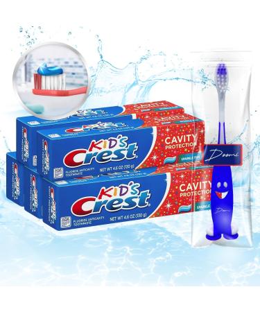 Fluoride Kids Cavity Protection Toothpaste 4.6 Ounce Sparkle Fun Flavor Bulk Toothpaste Plus Doomi Smiley Suction Toothbrush.