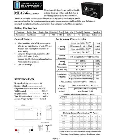 6V 12AH F2 SLA Replacement Battery for Jasco RB6100 - International Shipping Available - Buy Online on GoSupps.com