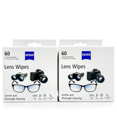 Zeiss Pre-Moistened Lens Cleaning Wipes 6 x 5-Inches 2 Pack (60 count)