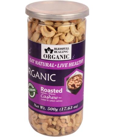 Blessfull Healing Organic Natural Vegan Roastad & Salted Roasted Halves/Pieces Cashew Nuts Crunchy Kaju 500 Gram - Buy Online on GoSupps.com