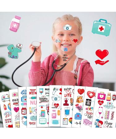 GeRRiT 10Pack Nurse Temporary Tattoos Sticker Medical Nurse Graduation Themed Decorations Future Pharmacist Pharmacy Stickers Temporary Tattoos for Graduation Adults Boys Girls Prizes Carnival - Buy Online on GoSupps.com