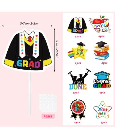 JarThenaAMCS 32Pcs Kindergarten Graduation Cupcake Toppers Class of 2024 Congrats Grad Cupcake Picks for Preschool Primary School Graduate Party Supplies 8 Designs - Buy Online on GoSupps.com